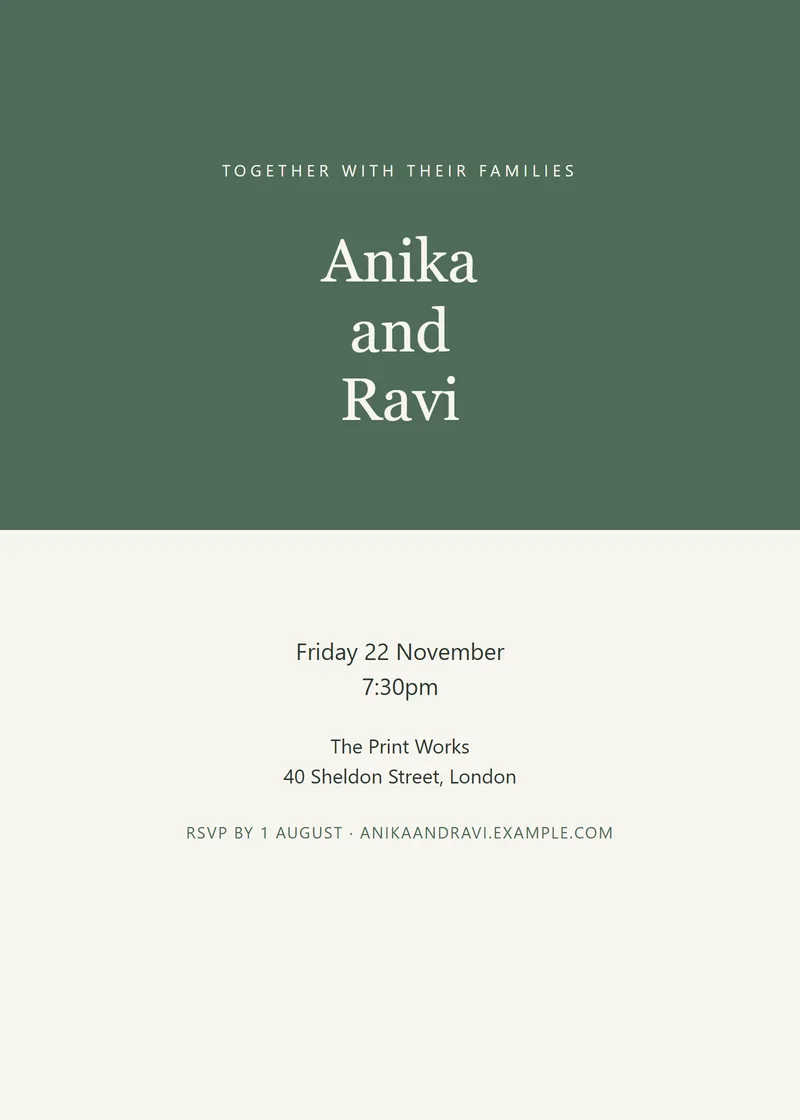 Sage Bold Wedding Invitation - a modern invitation design