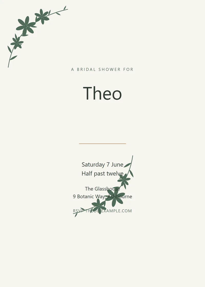 Sage Botanical Bridal Shower Invitation - a floral invitation design