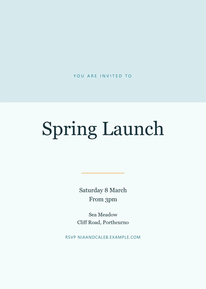 Seaside Banner Launch Invitation - a retro invitation design