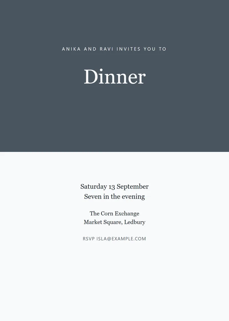 Slate Bold Dinner Party Invitation - a modern invitation design