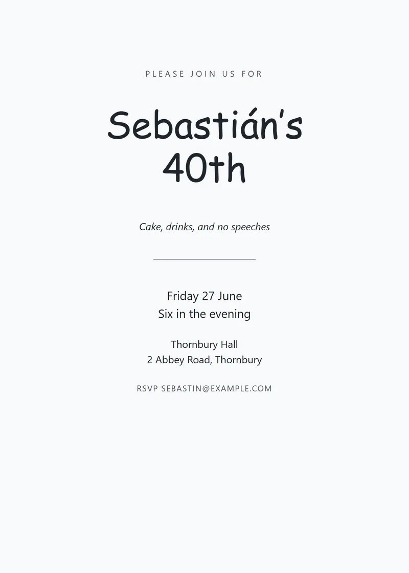 Slate Classic Birthday Invitation - a elegant invitation design