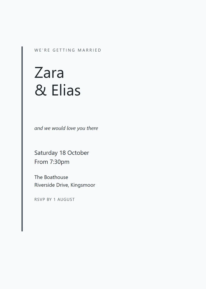 Slate Editorial Wedding Invitation - a modern invitation design