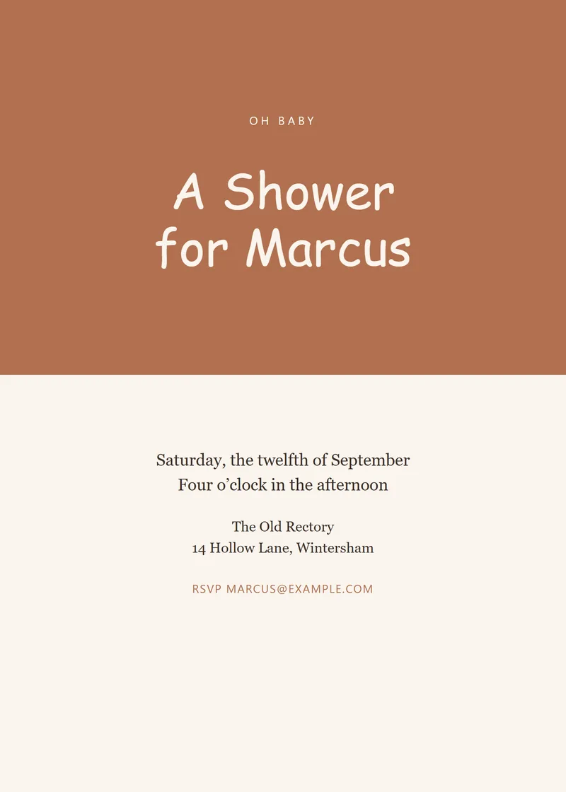 Terracotta Bold Baby Shower Invitation - a modern invitation design