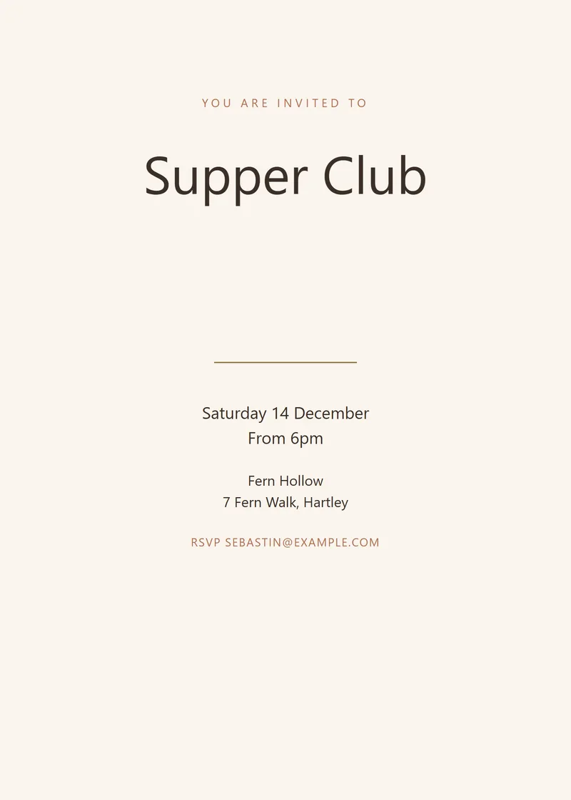 Terracotta Classic Dinner Invitation - a elegant invitation design