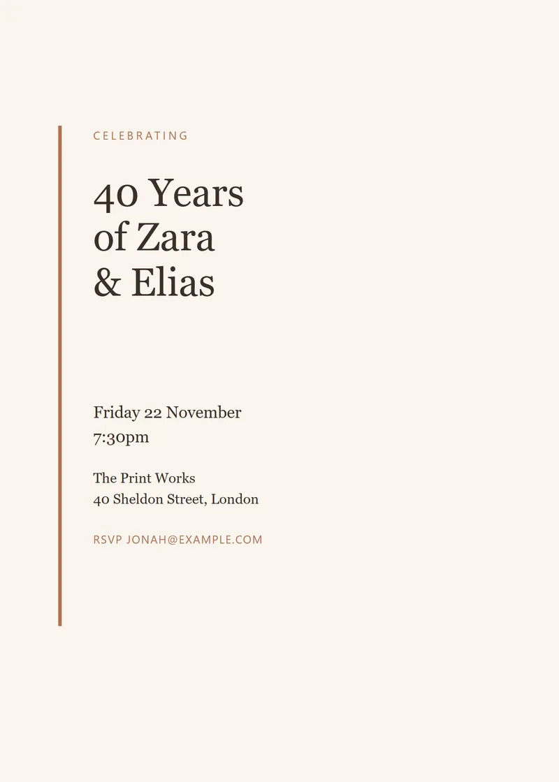 Terracotta Editorial Anniversary Invitation - a modern invitation design