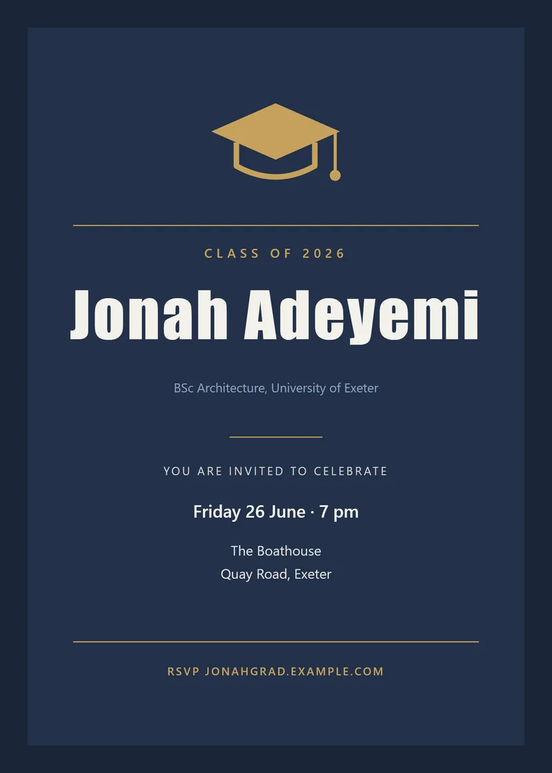 Gold Modern Graduation Invitation - a modern invitation design