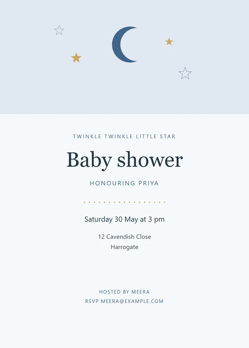 Little Star Baby Shower Invitation - a cute invitation design