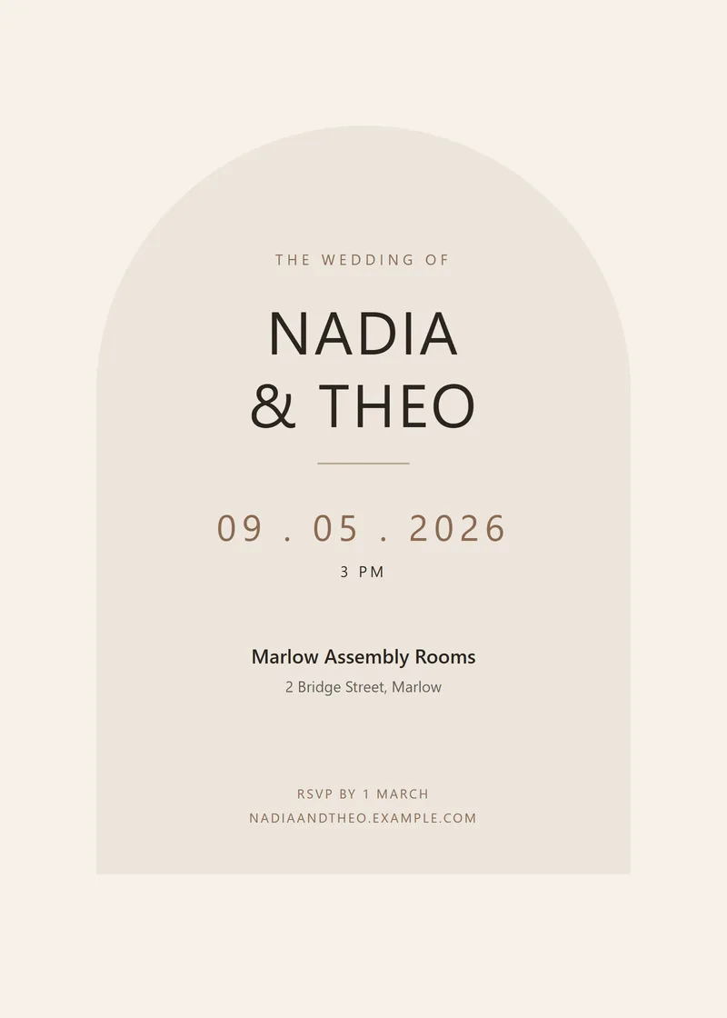 Minimal Arch Wedding Invitation - a minimal invitation design