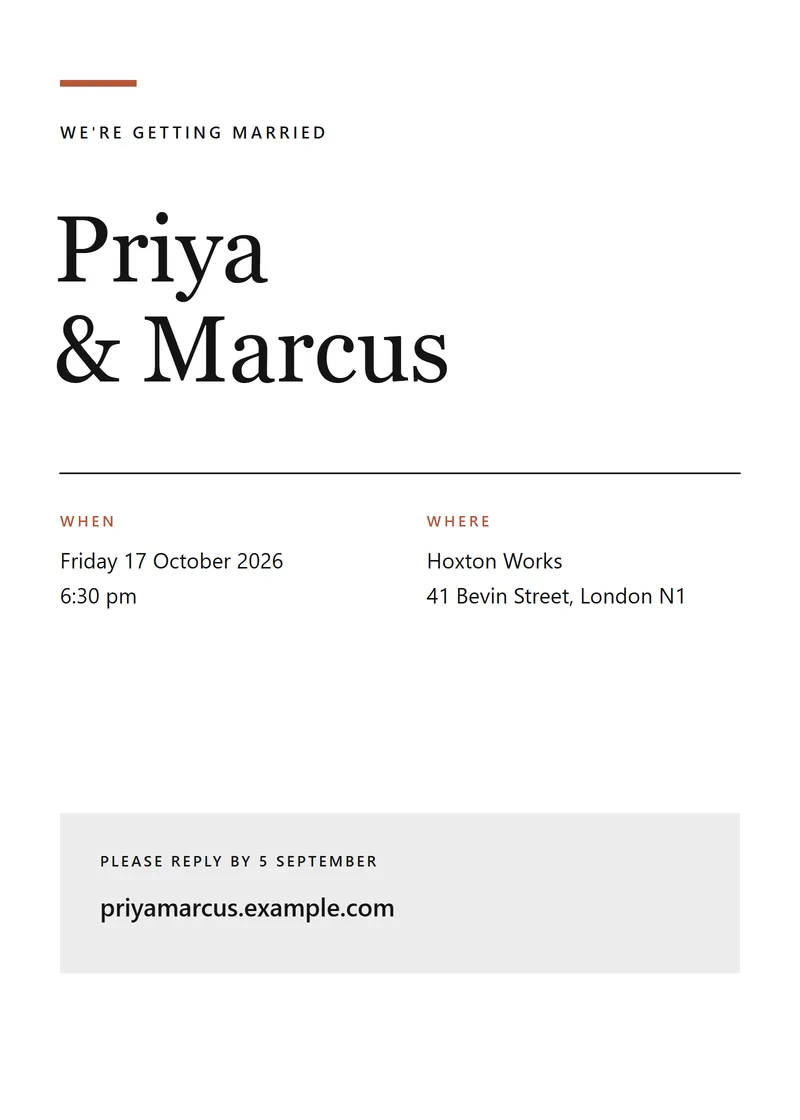 Modern Type Wedding Invitation - a minimal invitation design
