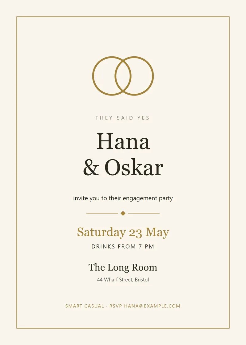 Interlocking Rings Engagement Invitation - a elegant invitation design