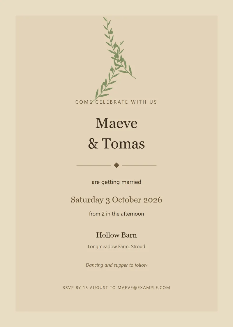 Rustic Kraft Wedding Invitation - a rustic invitation design